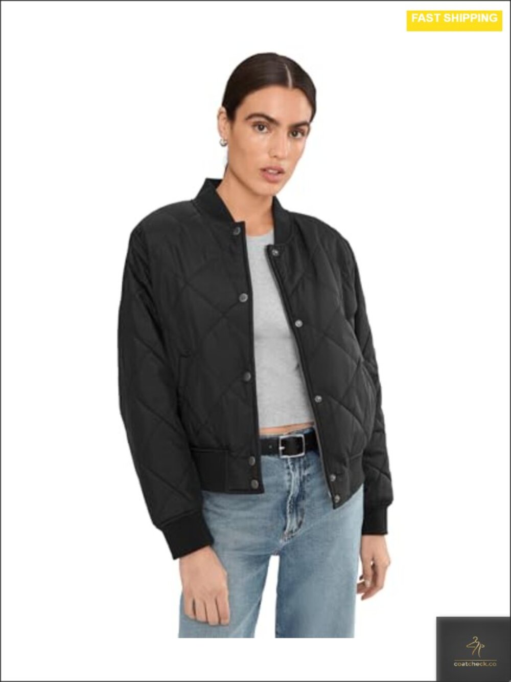 Quilted Sherpa Lined Bomber Jacket - Lightweight Cozy Layering